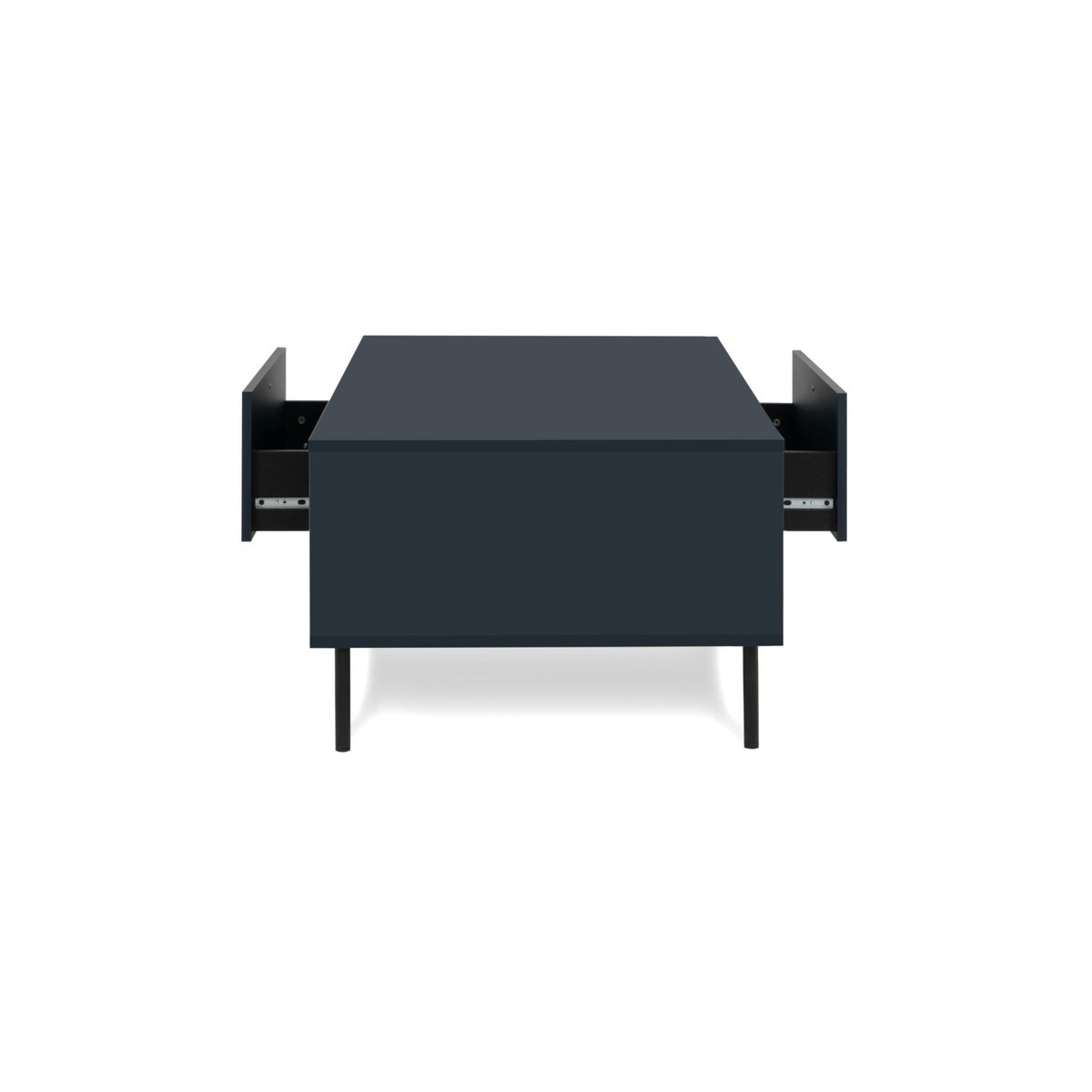 Table basse moderne bleu sombre 2 tiroirs 2 niches RAVEN bleu, PIER IMPORT