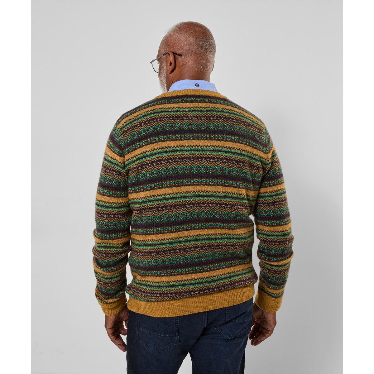 Fantastique Sweat Col Rond Jacquard Fair Isle jaune, JOE BROWNS