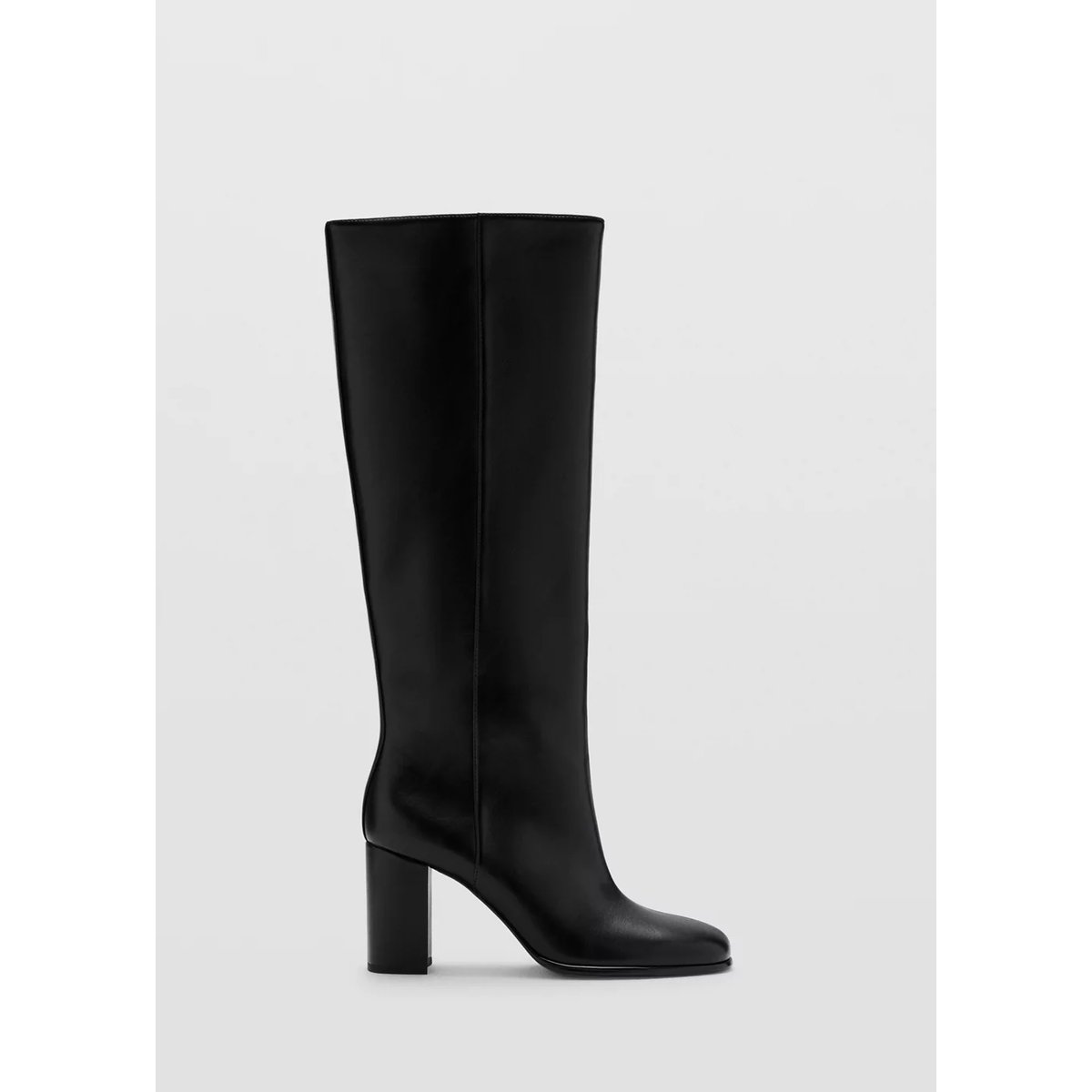 Bottines hautes talon bloc noir, MANGO