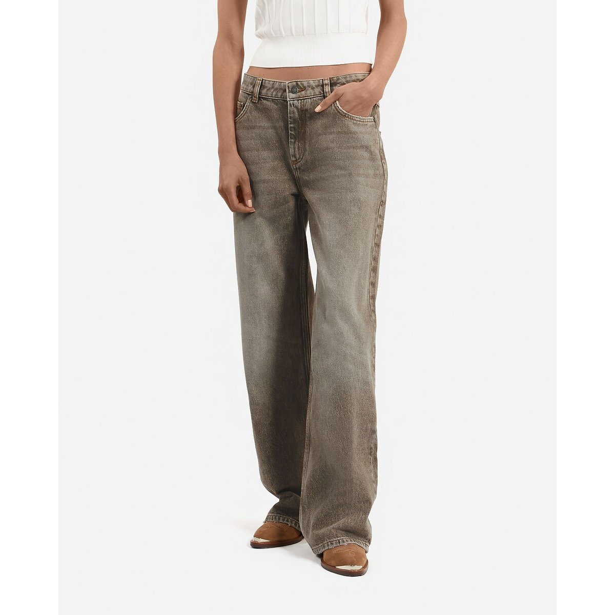 Denim Straight Jeans olive, THE KOOPLES