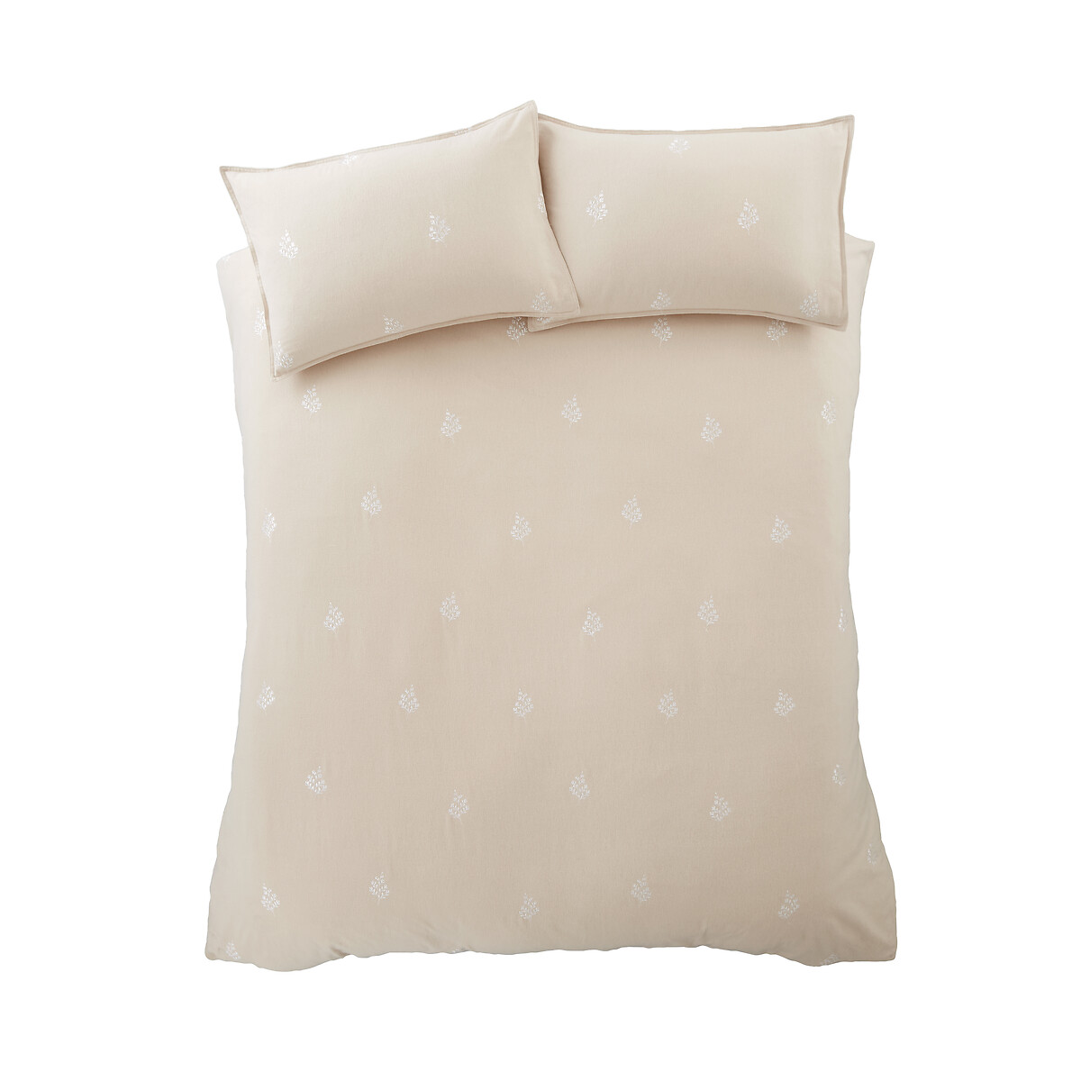 Brushed Embroidery Leaf Cotton Duvet Cover Set natural, BIANCA FINE LINENS