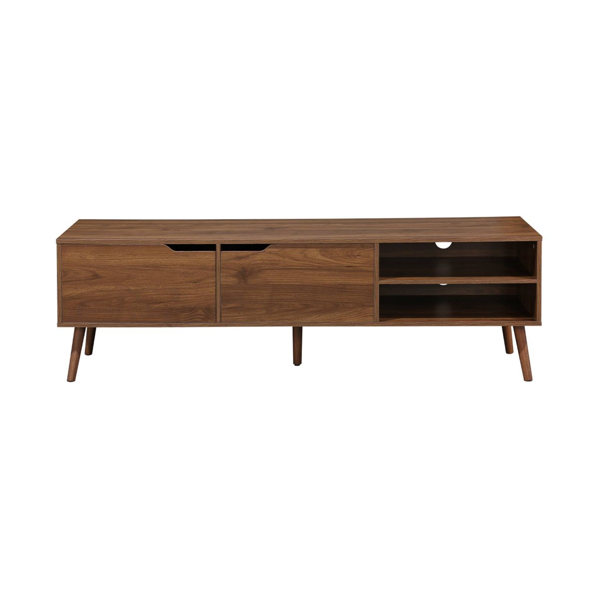 Meuble TV vintage décor bois 2 portes 160cm NEPAL décor bois de noyer, SWEEEK
