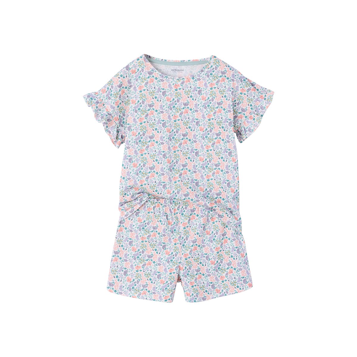 Lot de 2 pyjashorts manches courtes en coton écru, VERTBAUDET
