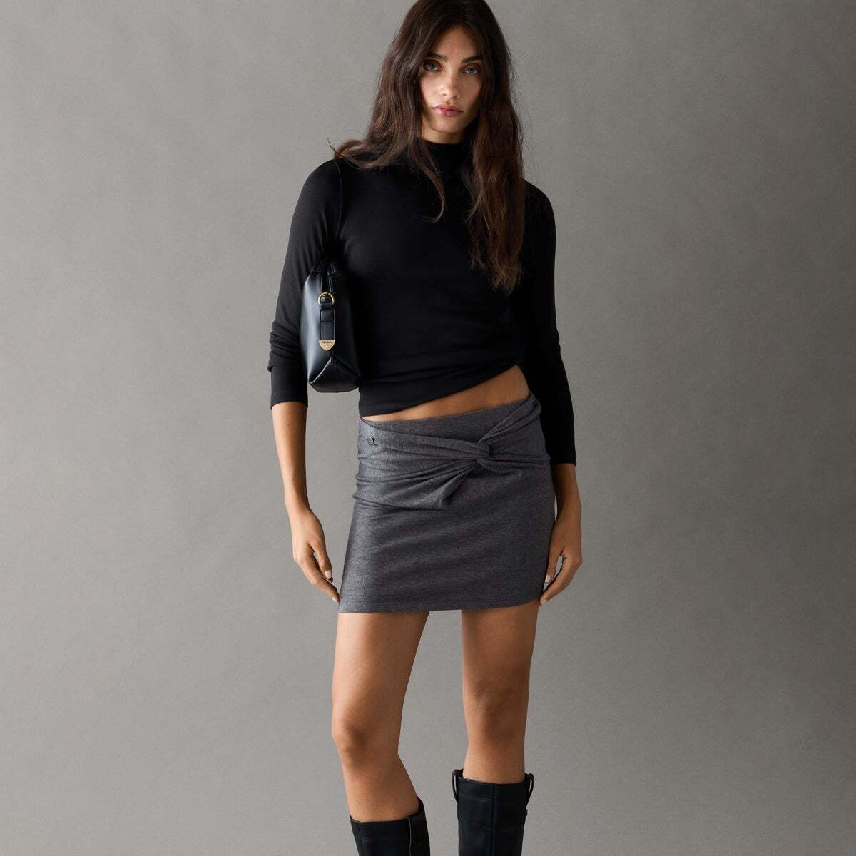 Jupe Courte Drapée gris granit, PEPE JEANS