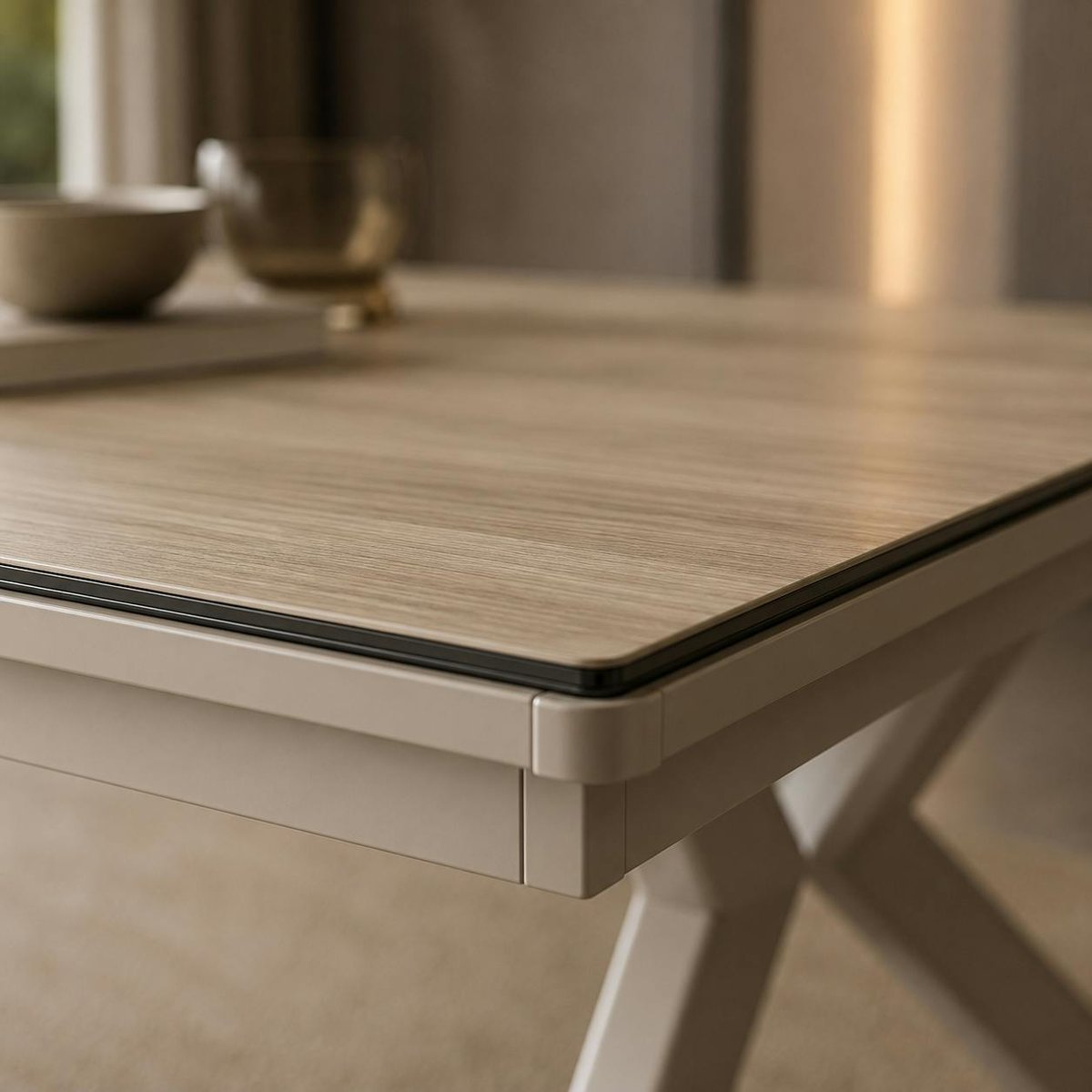 Table céramique extensible effet chêne 120-220 cm LUGANO bois naturel, PIER IMPORT