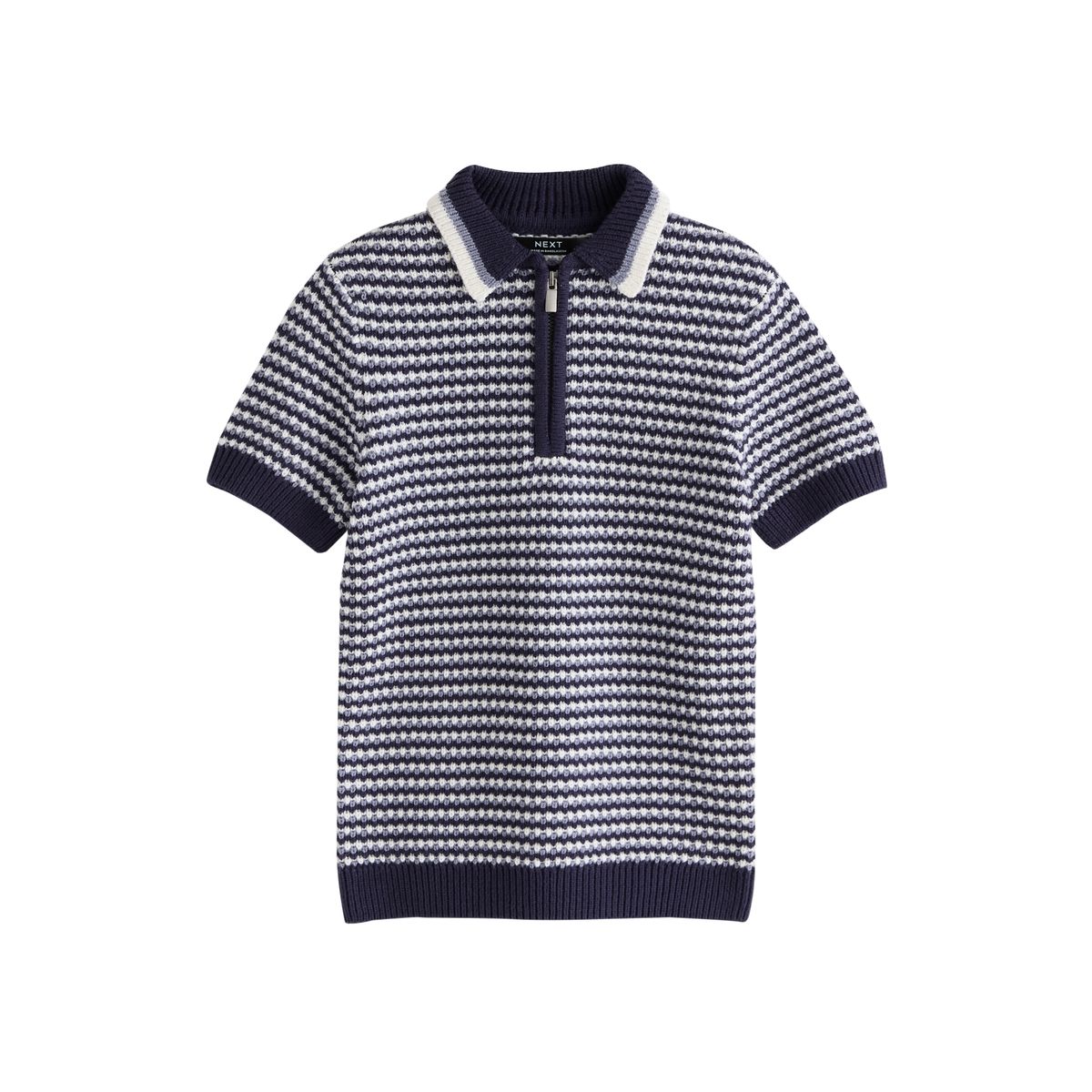 Polo en maille texturée bleu marine/bleu, NEXT