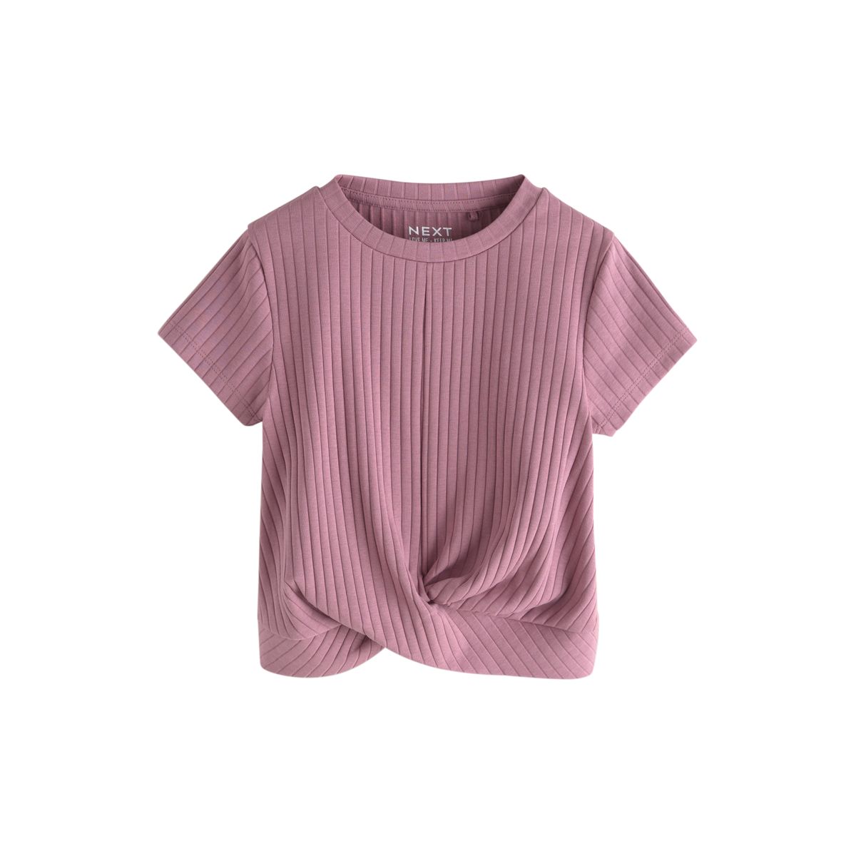 T-shirt cache-cœur côtelé, lot de 2 rose/blanc, NEXT
