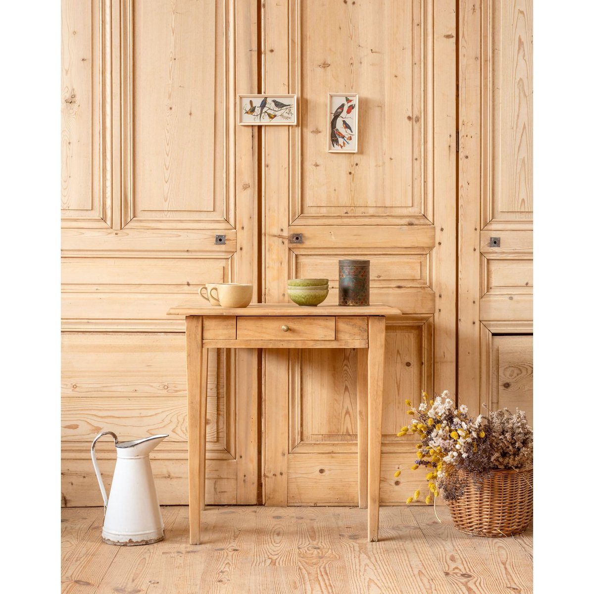 Table d'appoint en bois Francine N°1435 - Bon état bois clair, DEBONGOUT