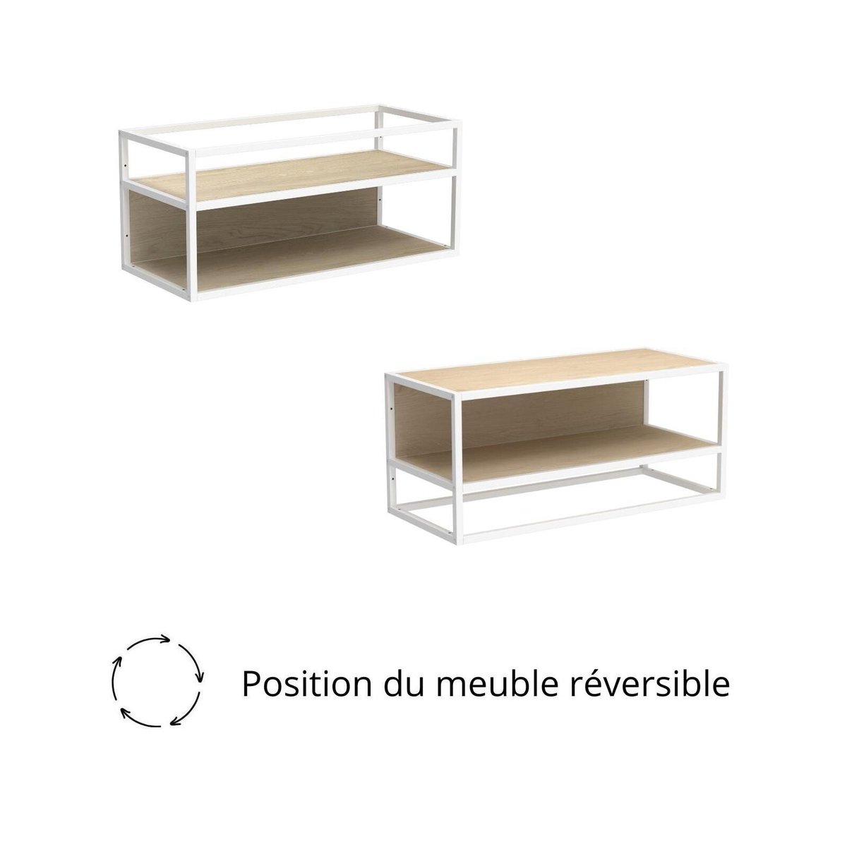 Etagère penderie murale en bois et métal blanc 90x40cm MALYA blanc et bois, MOB IN