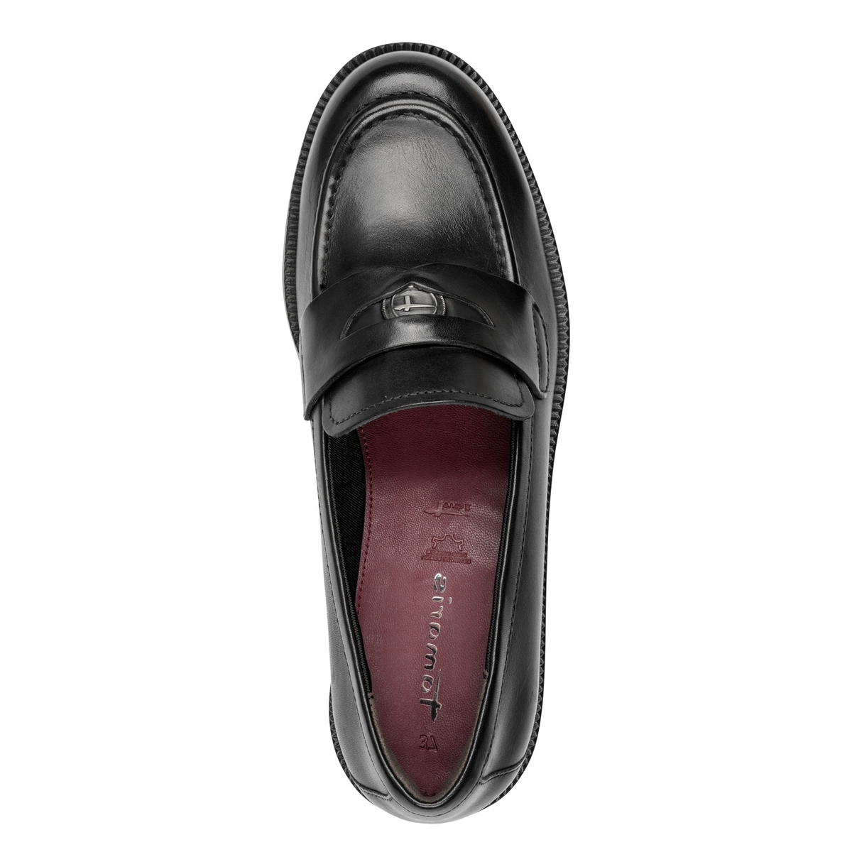Slipper en cuir noir, TAMARIS