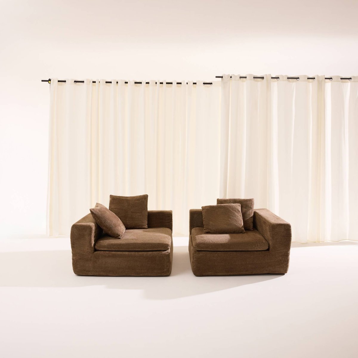 Canapé compressé modulable tissu chenille 3 places MOVI blanc, SWEEEK