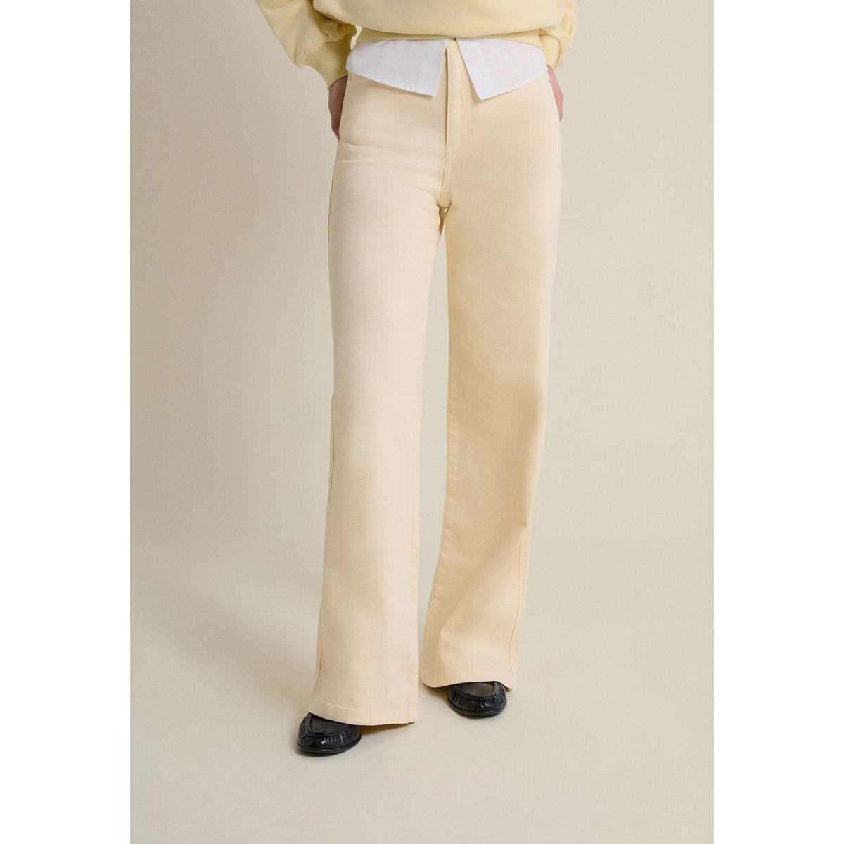 Pantalon droit taille haute CLEMENCE GD vanille, ETAM