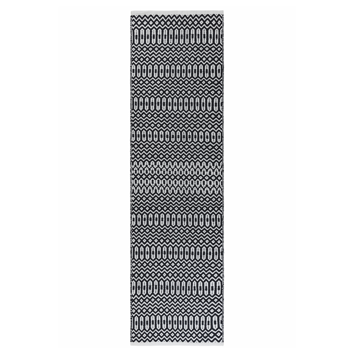 Geometric Patterned Eco Friendly Indoor/Outdoor Runner Rug black, SO'HOME