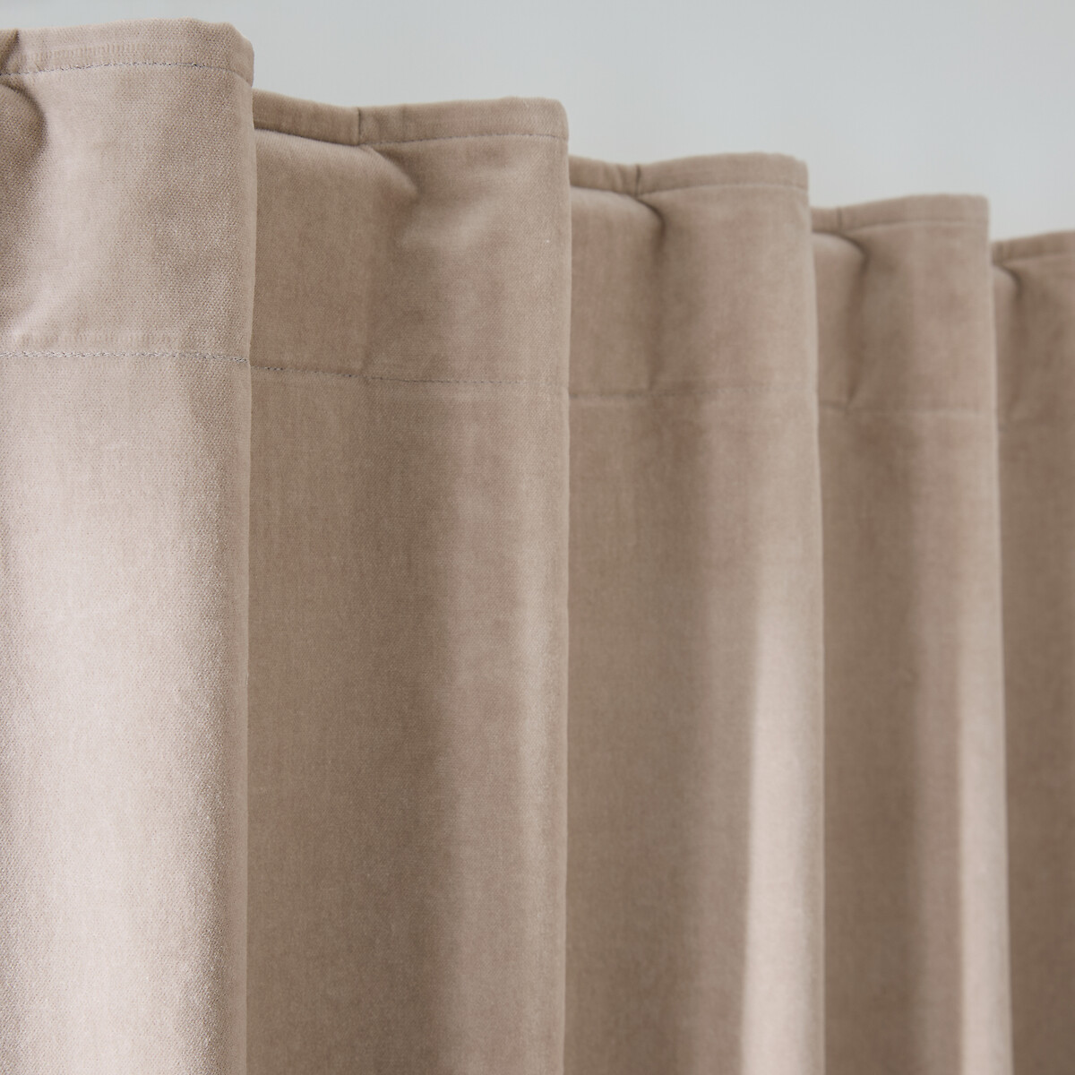 Rideau occultant, en velours, finition pattes cachées, VELVET beige, LA REDOUTE INTERIEURS