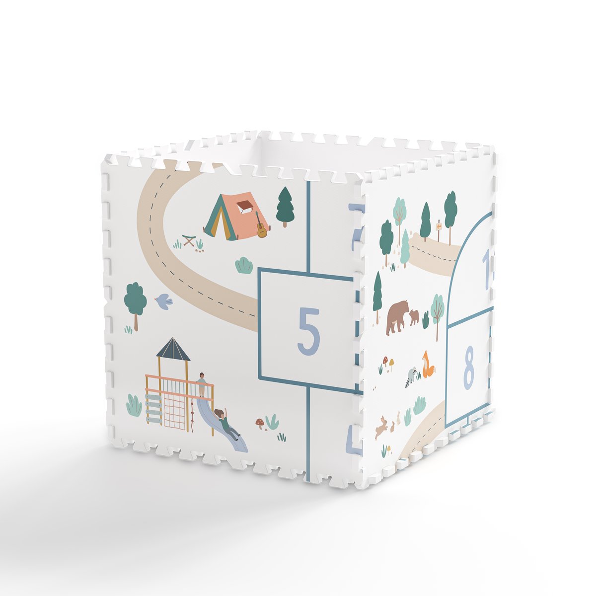 play&go - tapis puzzel, boîte de rangement & mini maison - hopscotch multicolor, PLAY ET GO