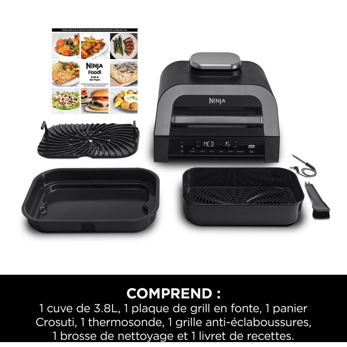 Grille-viande Foodi DG551EU thermosonde à poser, 40x27 cm couleur unique, NINJA