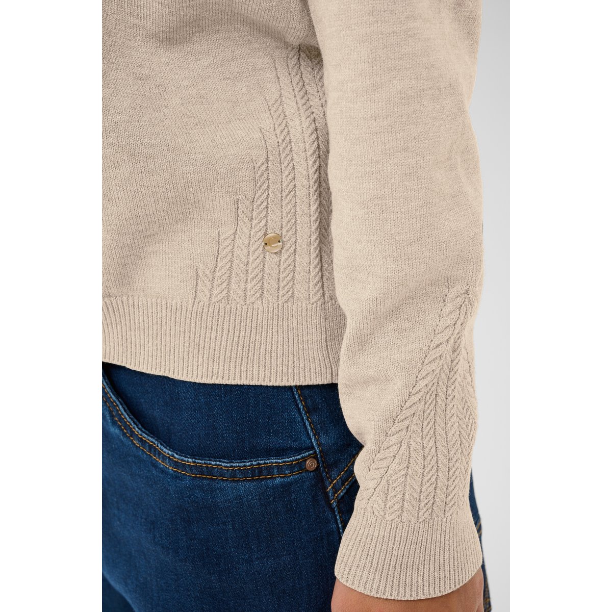 Pullover tricoté beige oat melange, CREAM