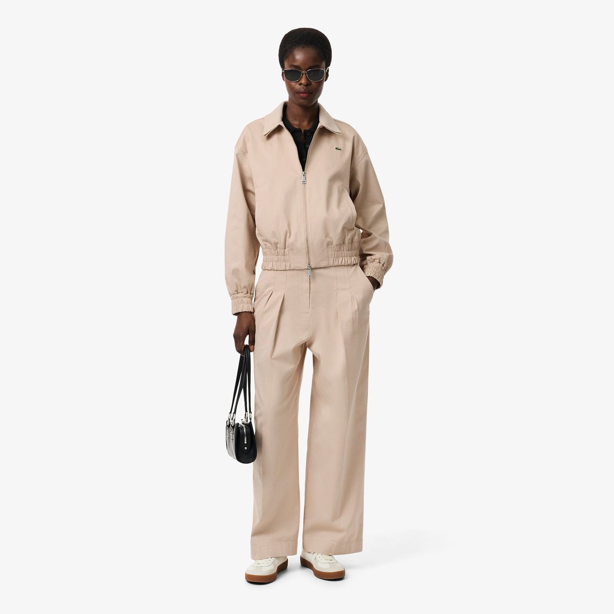 Veste gabardine stretch double col beige-x6f, LACOSTE
