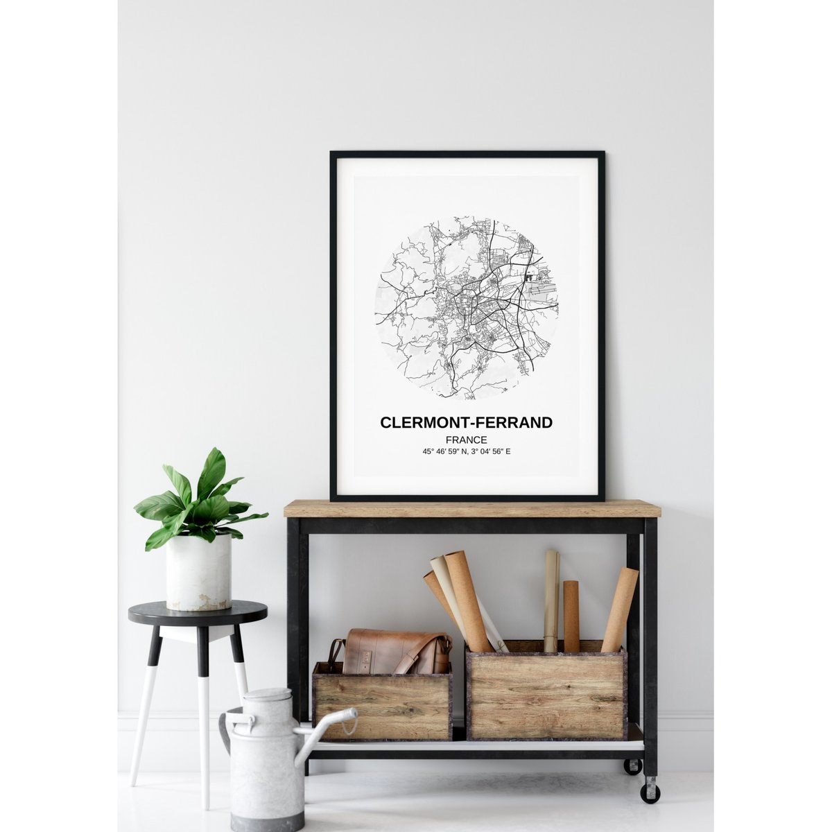 Affiche Carte Clermont-Ferrand blanc, L'AFFICHERIE