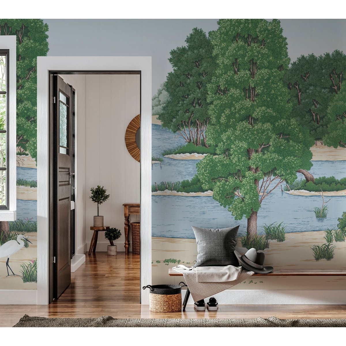 Papier peint panoramique Loire sauvage XL - Lés non raccordables 480 x 280 cm vert, LE PAPIERS DE NINON