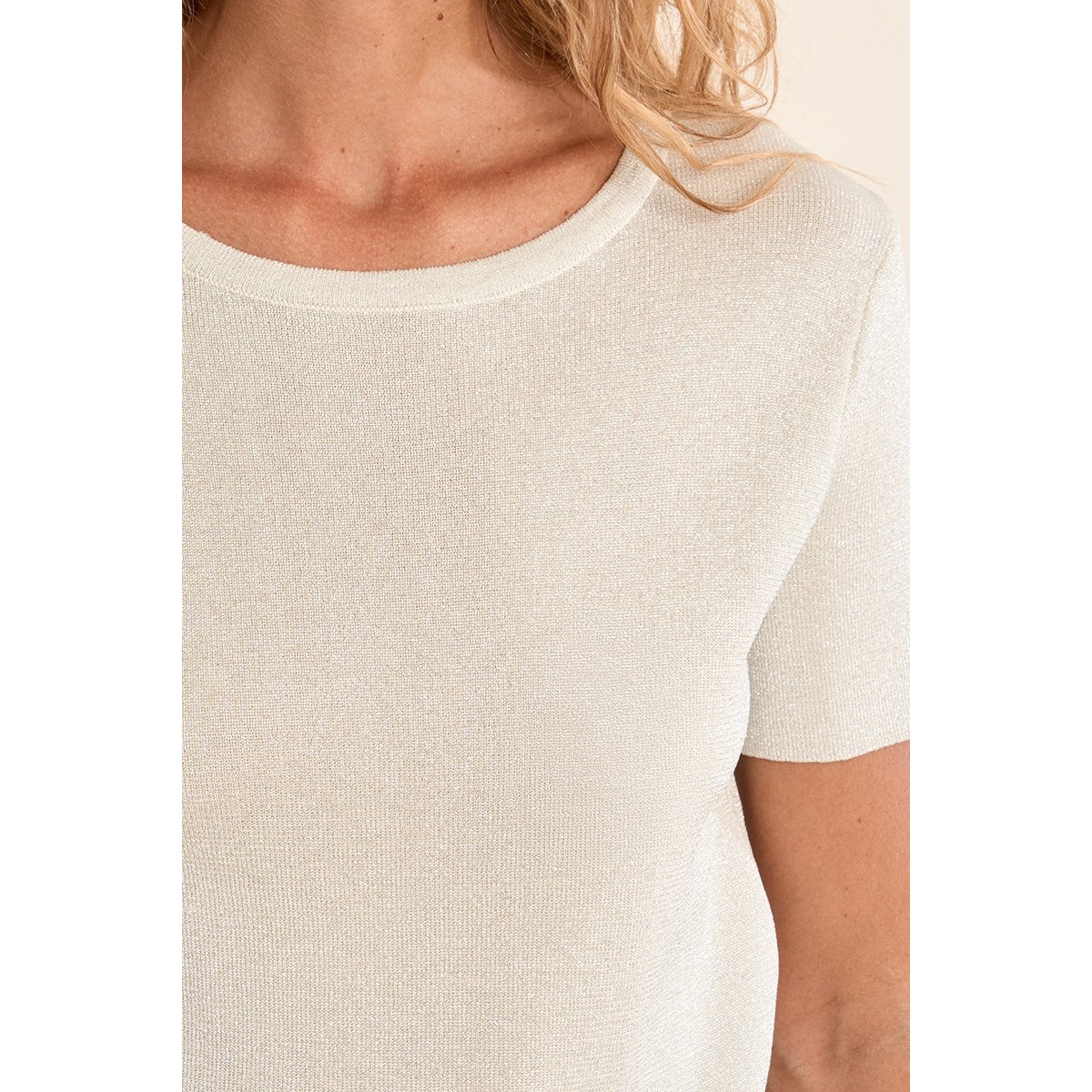 T-shirt en maille fine, irisé silver, MOLLY BRACKEN