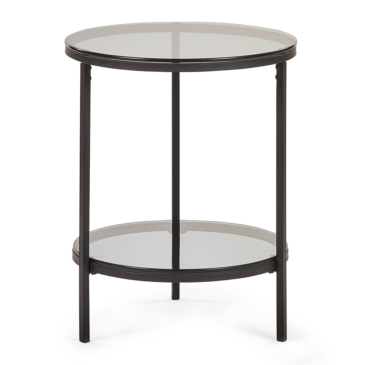 Dallas Smoked Glass Round Side Table with Shelf smoky glass, SO'HOME