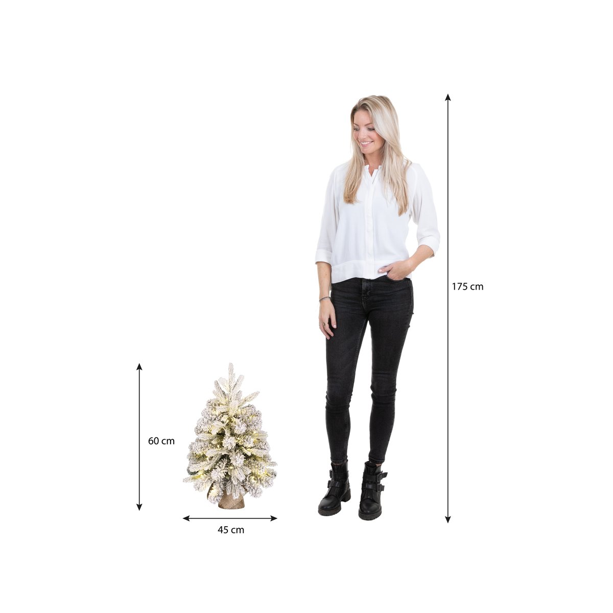 Sapin de Noël artificiel enneigé avec LED H60 cm GRIMSHAW blanc chaud, BLACK BOX TREES