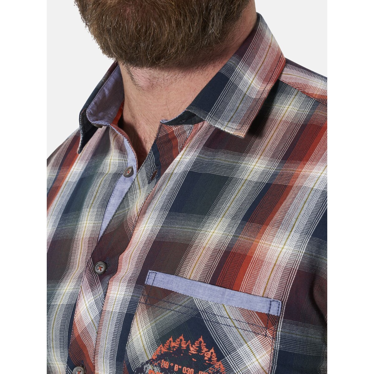 Chemise à manches courtes AUSE bleu foncé à carreaux, JAN VANDERSTORM