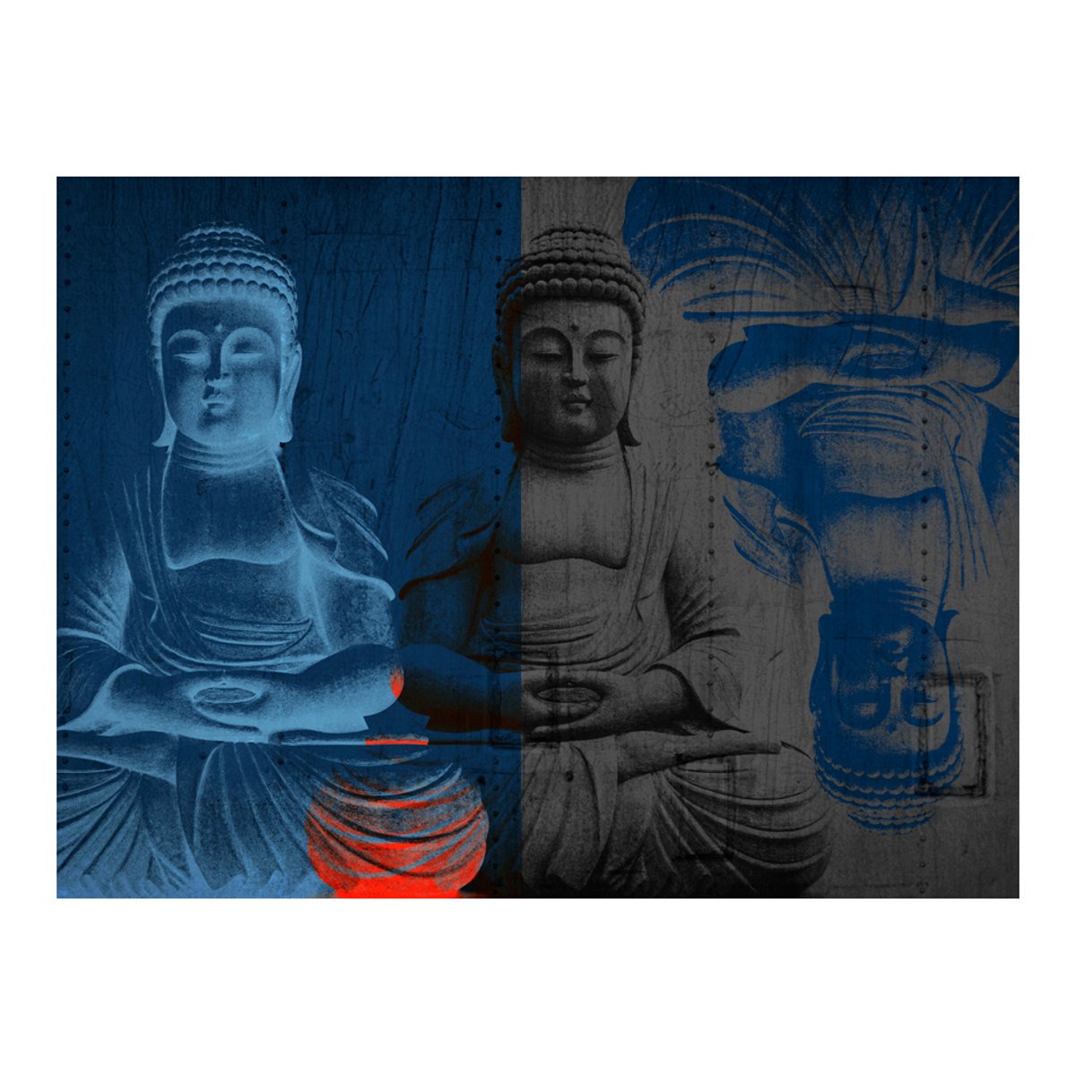 Papier peint intissé panoramique Orient Trois corps du Bouddha bleu, EDEN