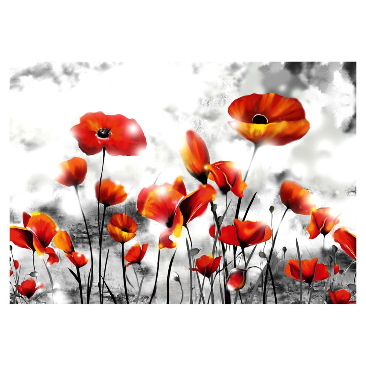 Papier peint intissé panoramique Fleurs Perdition noir, EDEN