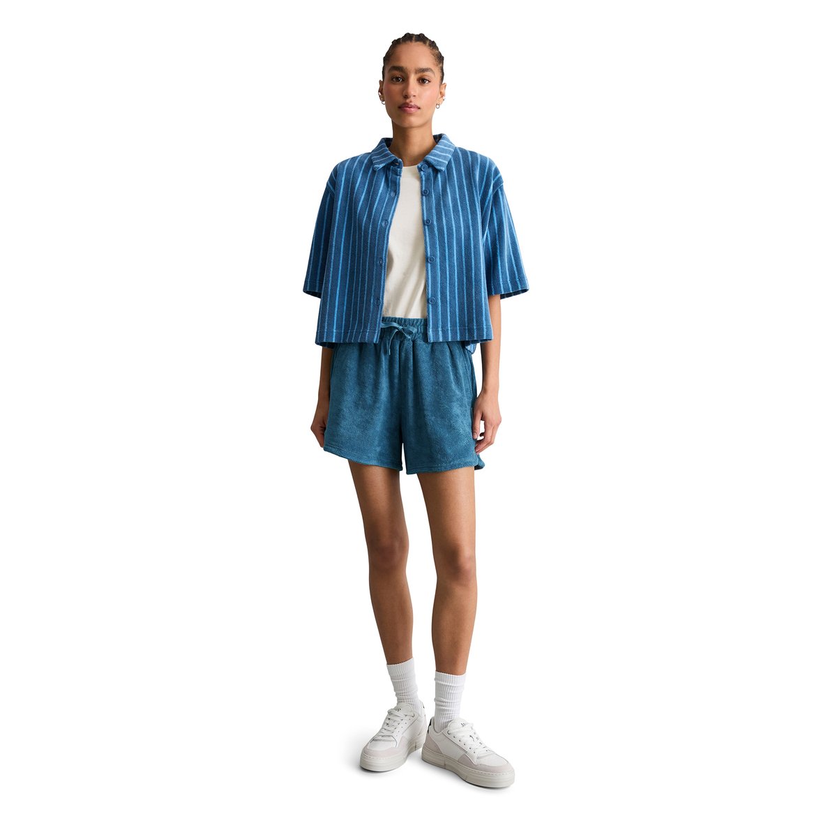 Short en éponge DfC regular en coton organique bleu moyen, MARC O’POLO DENIM