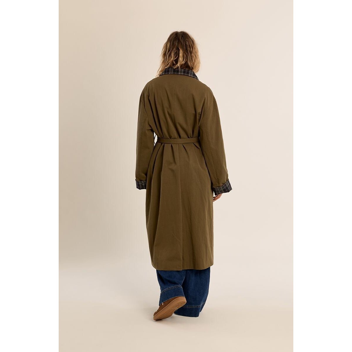 Trench long, détail carreaux marron, MOLLY BRACKEN