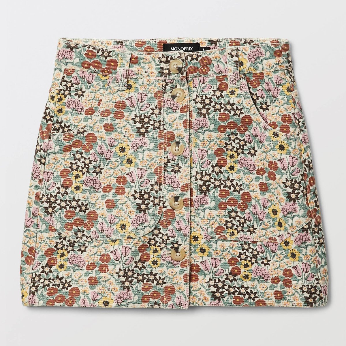 Jupe imprimée en twill de coton blé, MONOPRIX