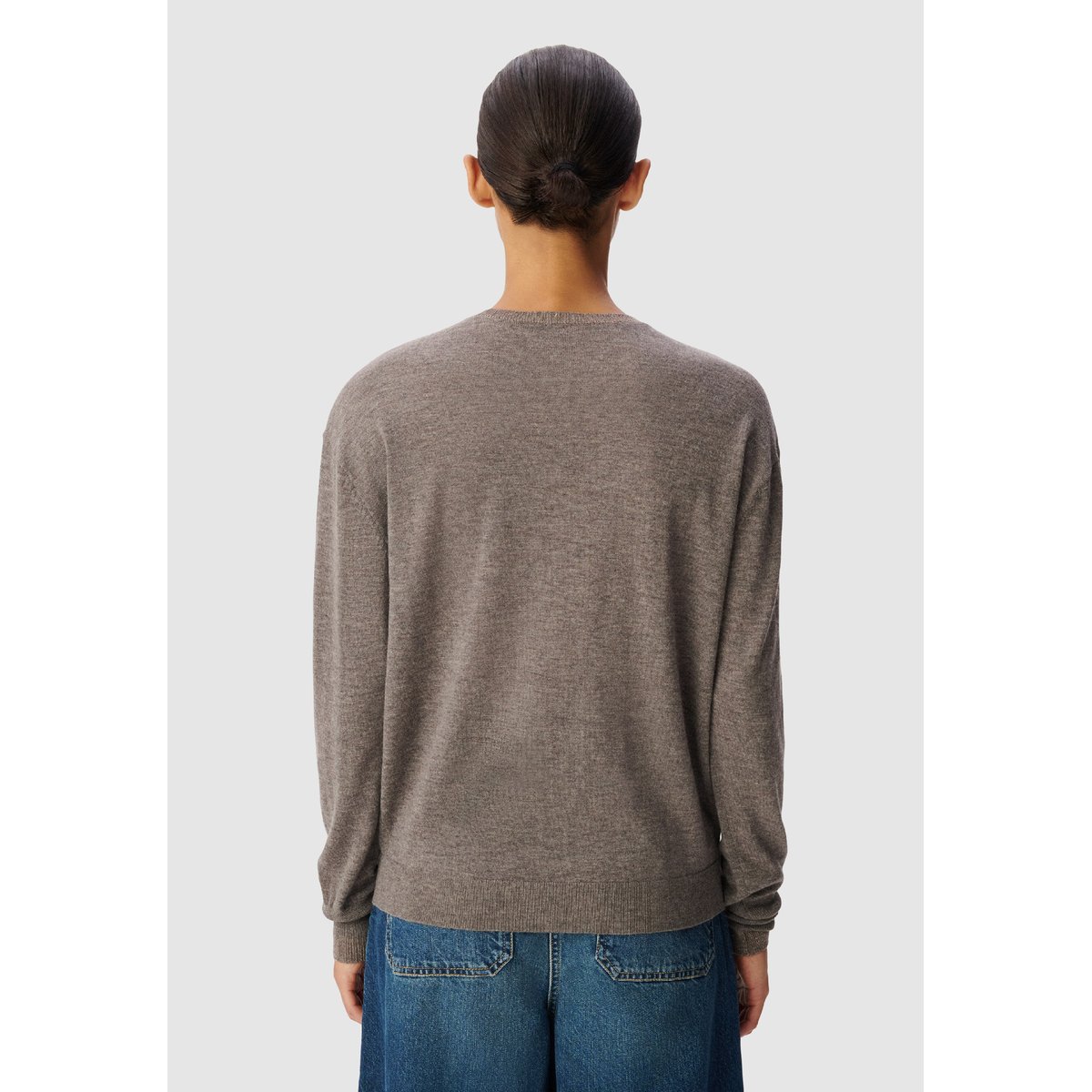Pull tricot détail fil textile marron, IKKS