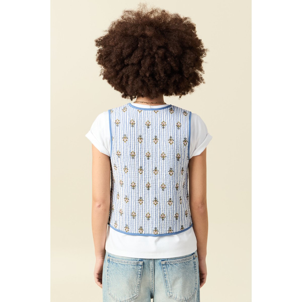 Gilet réversible droit sans manches bleu ciel, BONOBO