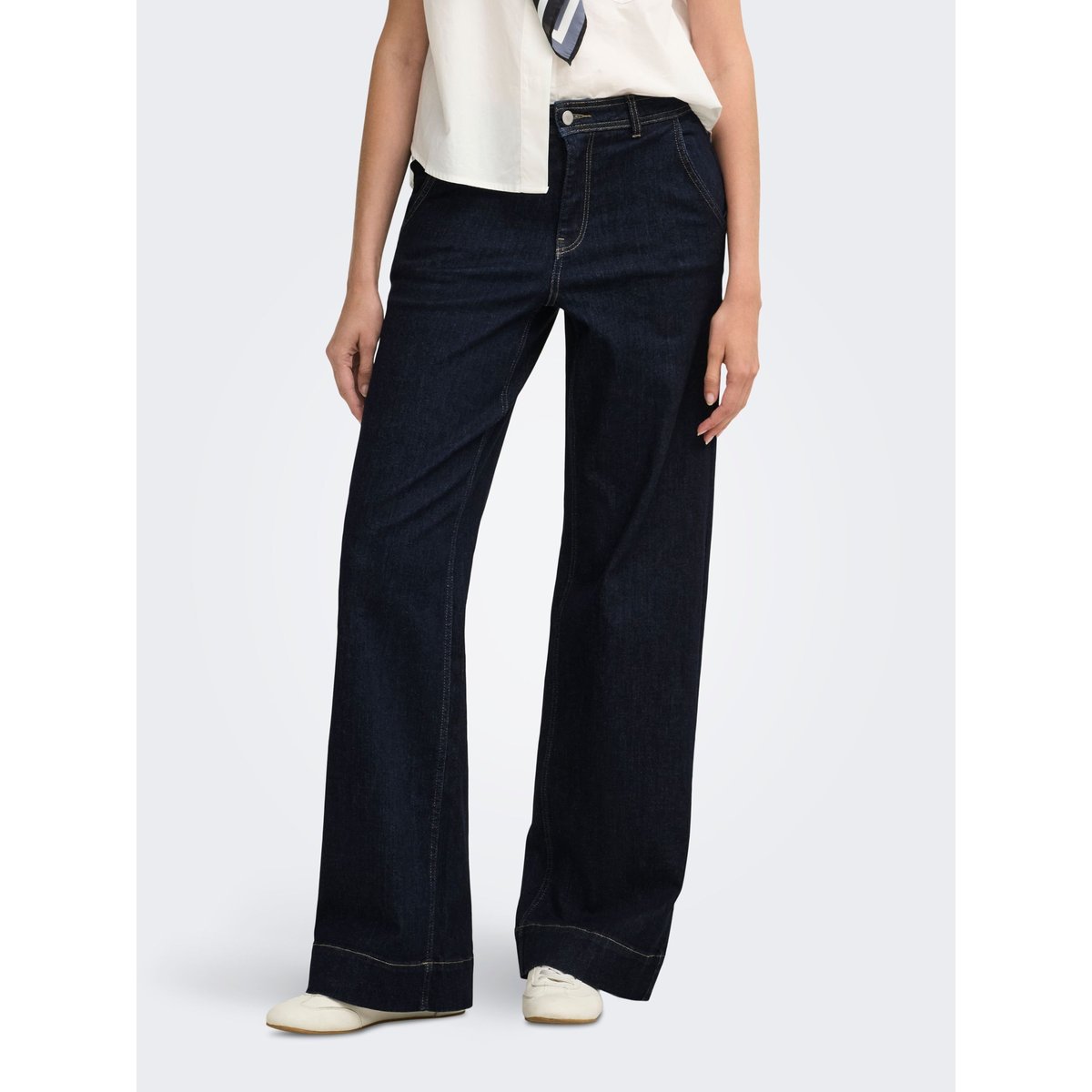 Jean À Jambe Large dark blue denim, ONLY
