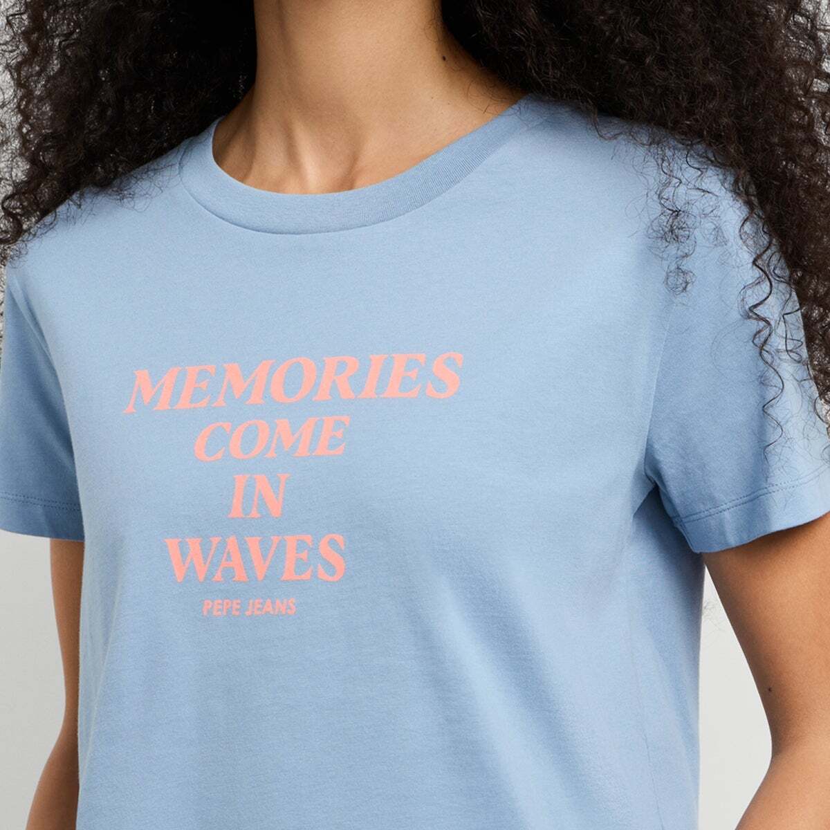 T-Shirt Avec Texte Imprimé bleu azur, PEPE JEANS
