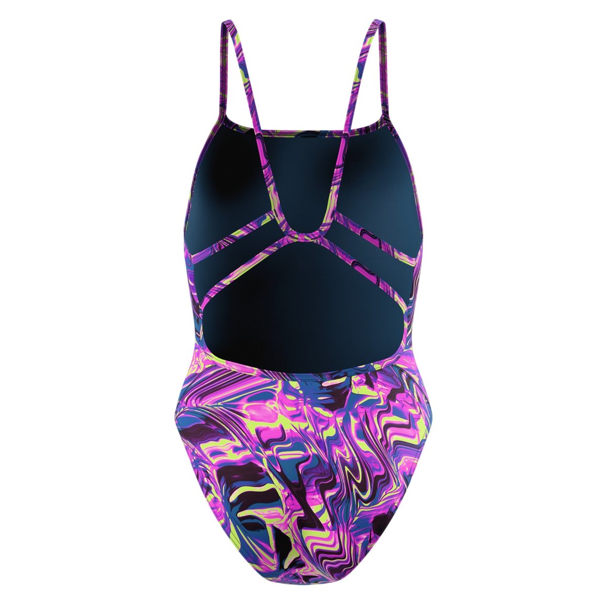 Maillot de bain 1 pièce dos à sangles fines motif/style tourbillon rose, SPEEDO