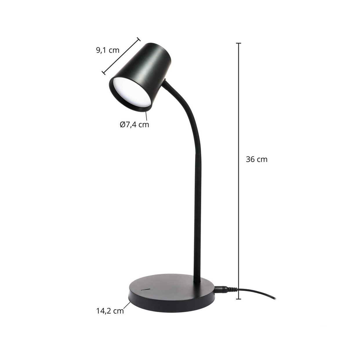Lampe à poser moderneLED, Ailina noir, LINDBY