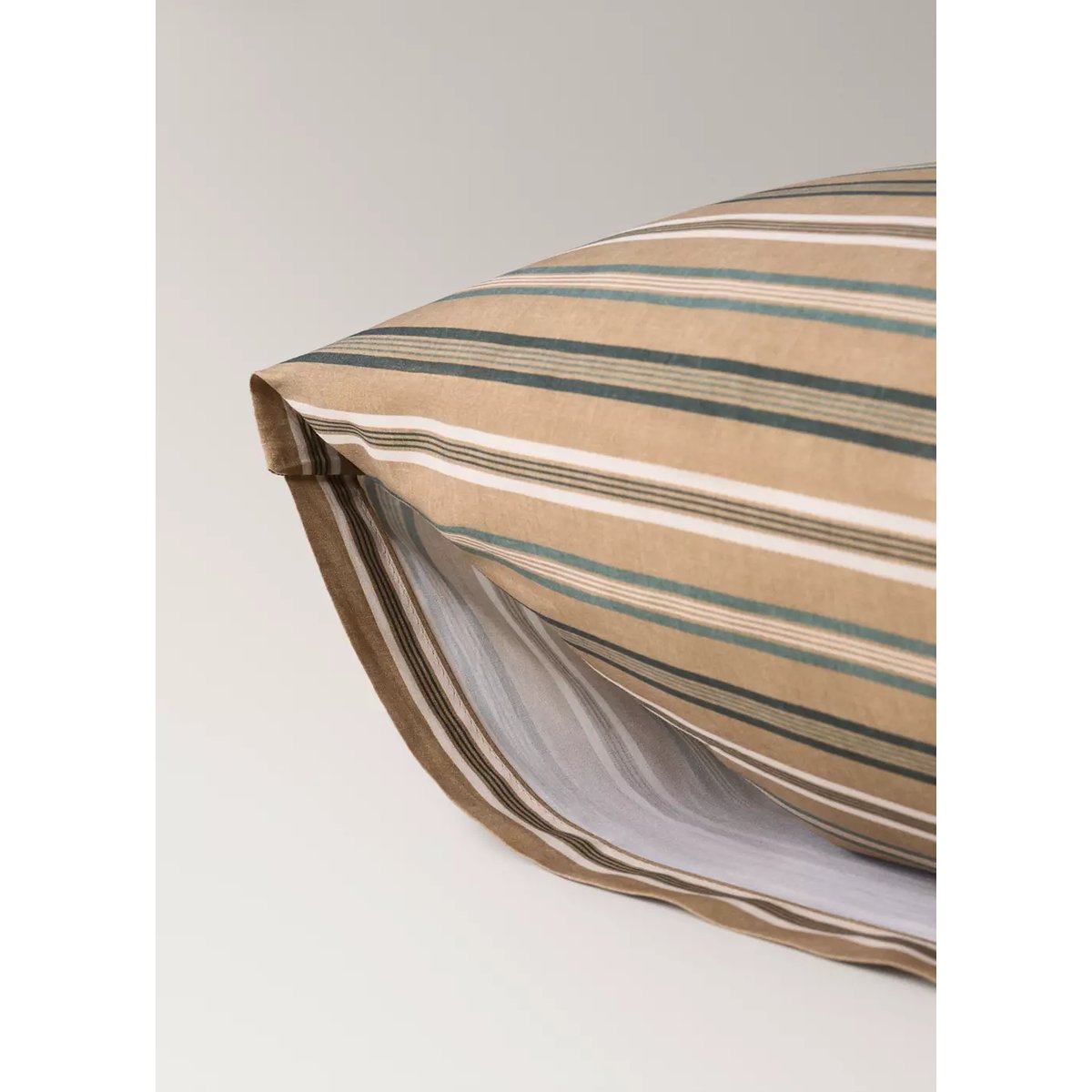 Lot de 2 taies d'oreiller en percale de coton rayures 50x75 cm tabac, MANGO HOME