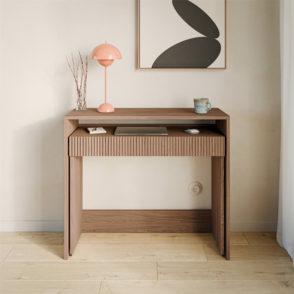 Bureau extensible ZOOM avec tiroir rainuré cachemire, RECOLLECTION