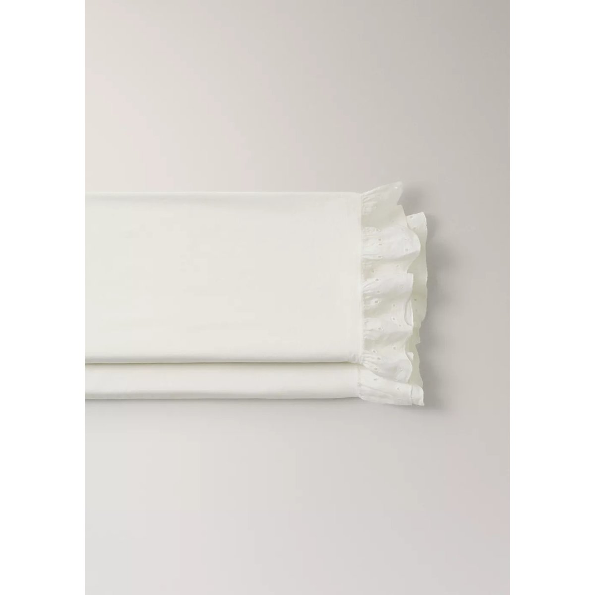 Drap plat coton garment-wash volant lin lit 90 cm blanc cassé, MANGO HOME