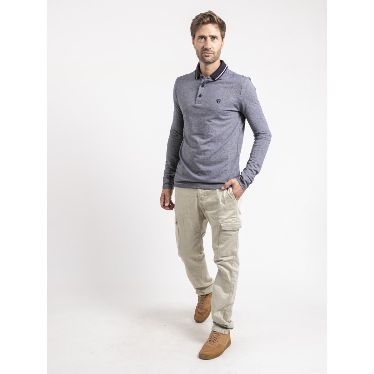 Polo Manches Longues Pur Coton Python bleu marine, RITCHIE