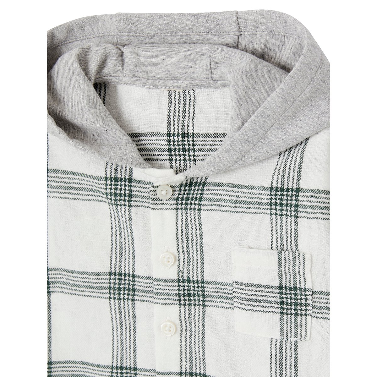 Chemise à capuche à carreaux bébé écru, VERTBAUDET