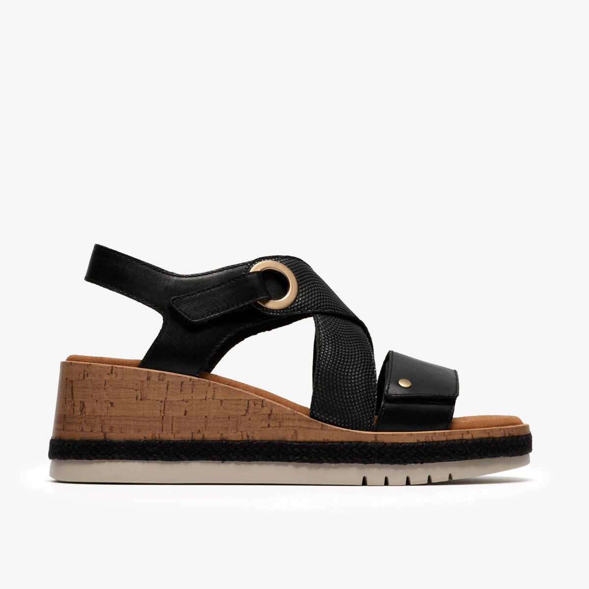 Sandales spartiates Cuir Kidiki Sun Black Combi noir, CLARKS