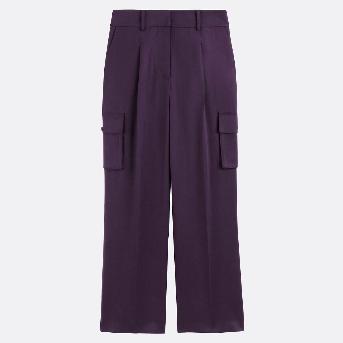 Lyocell Straight Cargo Trousers plum, LA REDOUTE COLLECTIONS