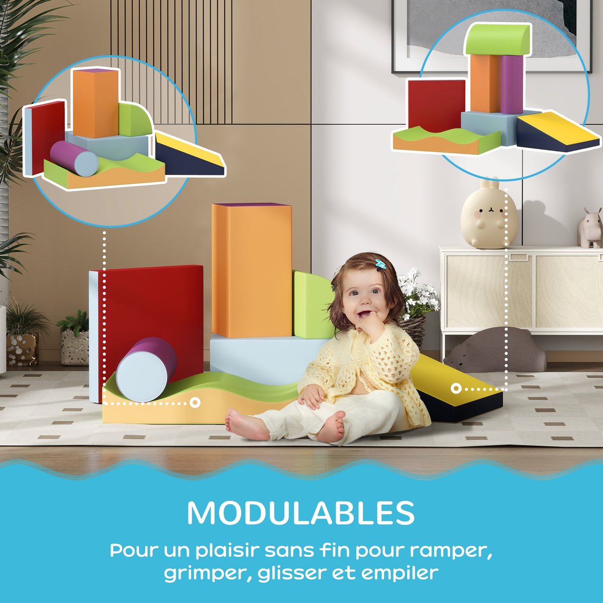 Ensemble de jeux souples pour enfants EPE vert, HOMCOM