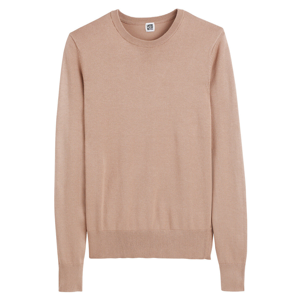 Pull col rond, manches longues beige, LA REDOUTE COLLECTIONS