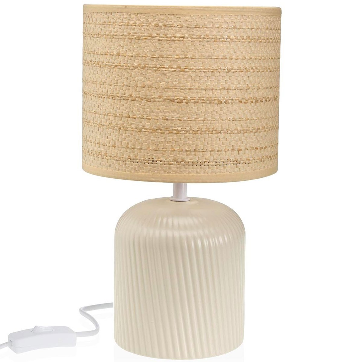 Lampe à poser céramique blanche 18x18x31.5cm blanc, VERSA