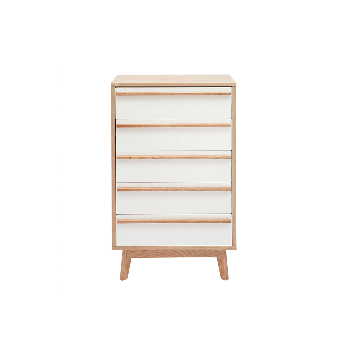 Commode chiffonnier - semainier scandinave 5 tiroirs L60 cm HELIA blanc, MILIBOO